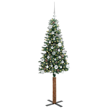 vidaXL Schlanker Weihnachtsbaum mit 150 LEDs mit Ständer Grün 150 cm