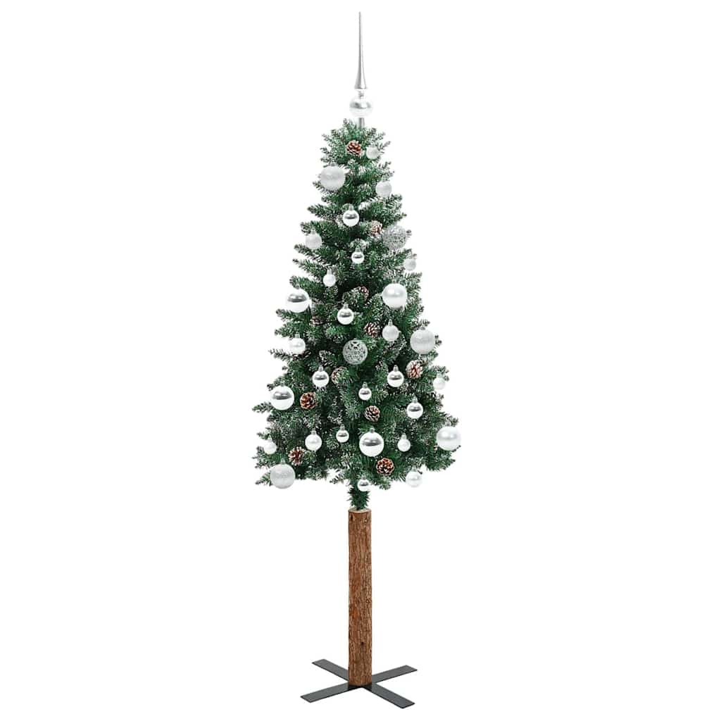 vidaXL Schlanker Weihnachtsbaum mit 150 LEDs mit Ständer Grün 150 cm