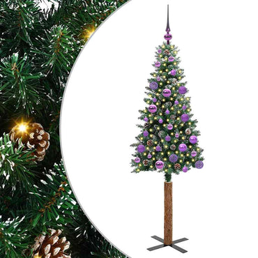 vidaXL Schlanker Weihnachtsbaum mit 150 LEDs mit Ständer Grün 150 cm