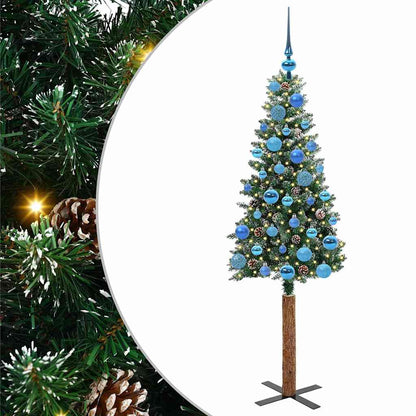 vidaXL Schlanker Weihnachtsbaum mit 150 LEDs mit Ständer Grün 150 cm