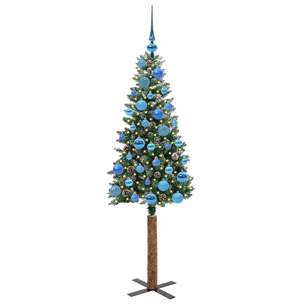 vidaXL Schlanker Weihnachtsbaum mit 150 LEDs mit Ständer Grün 150 cm