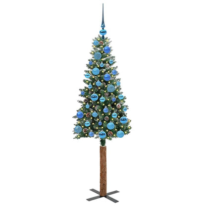 vidaXL Schlanker Weihnachtsbaum mit 150 LEDs mit Ständer Grün 150 cm