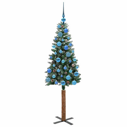 vidaXL Schlanker Weihnachtsbaum mit 150 LEDs mit Ständer Grün 150 cm