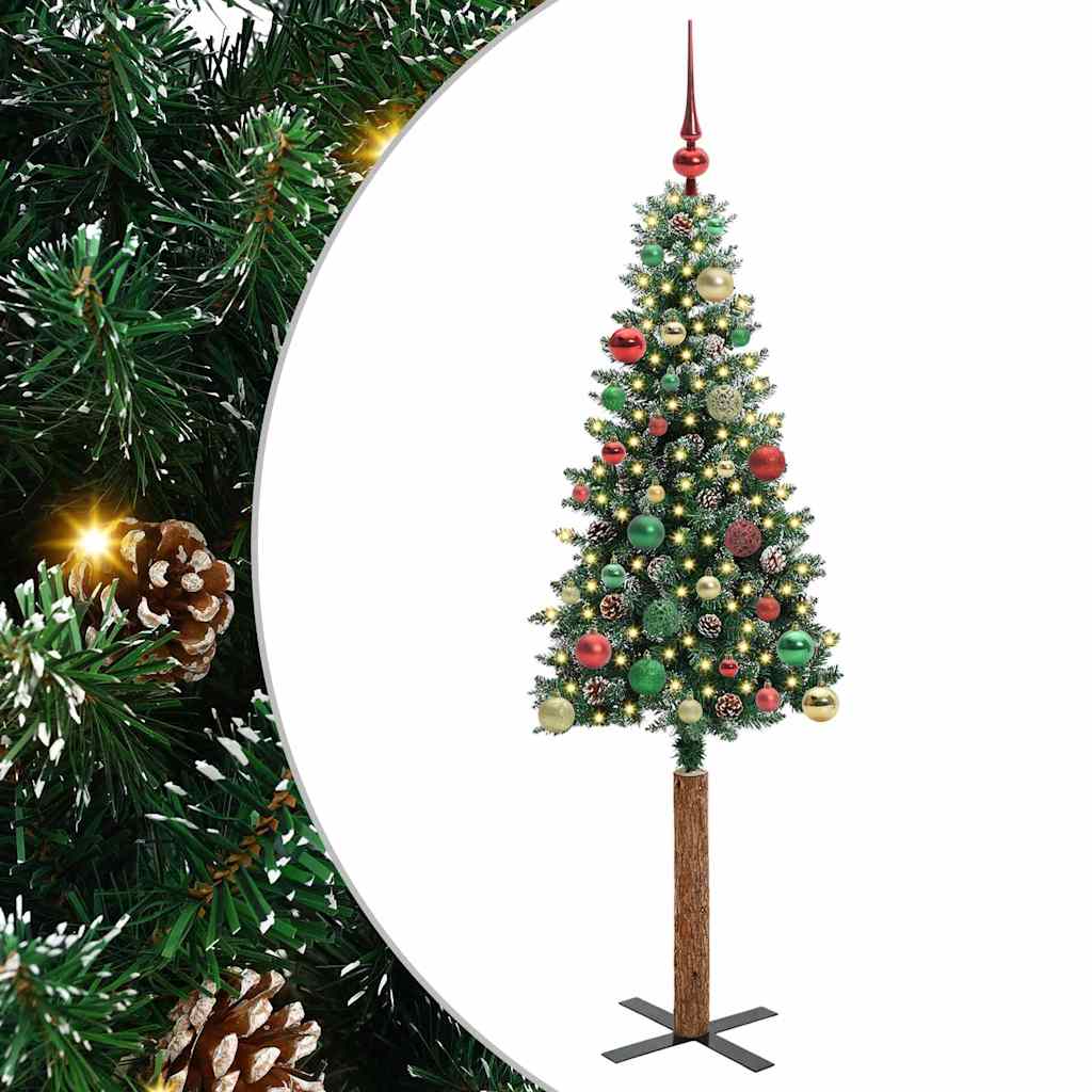 vidaXL Schlanker Weihnachtsbaum mit 150 LEDs mit Ständer Grün 150 cm