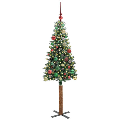 vidaXL Schlanker Weihnachtsbaum mit 150 LEDs mit Ständer Grün 150 cm