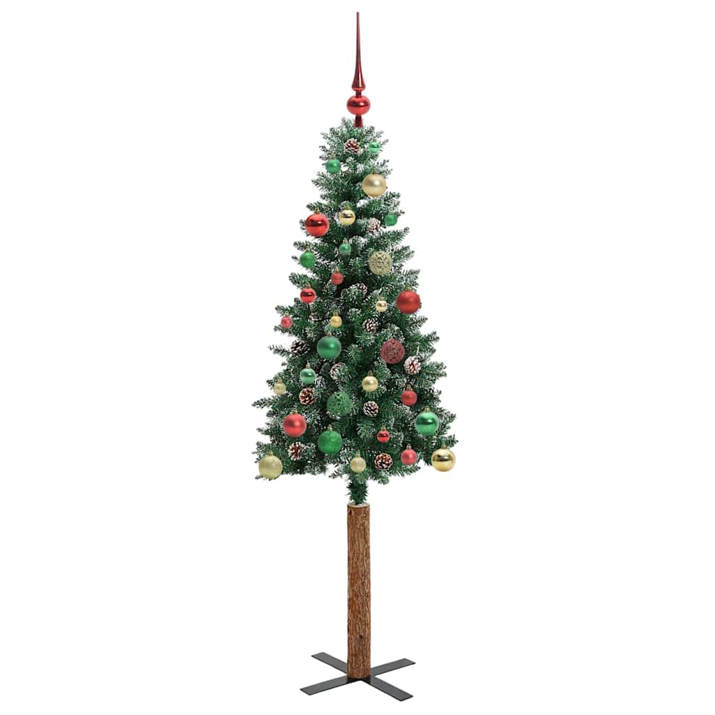 vidaXL Schlanker Weihnachtsbaum mit 150 LEDs mit Ständer Grün 150 cm