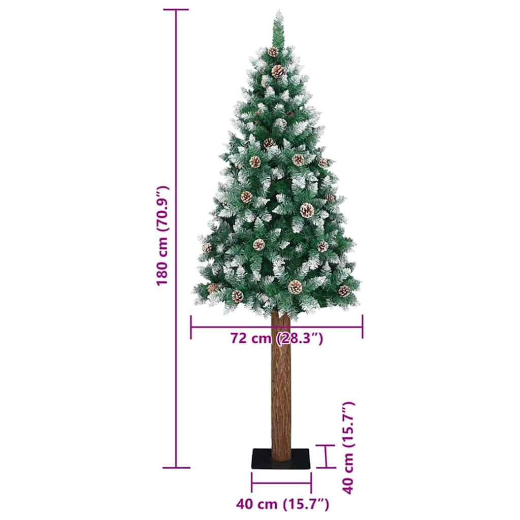 vidaXL Schlanker Weihnachtsbaum mit 300 LEDs mit Ständer Grün 180 cm