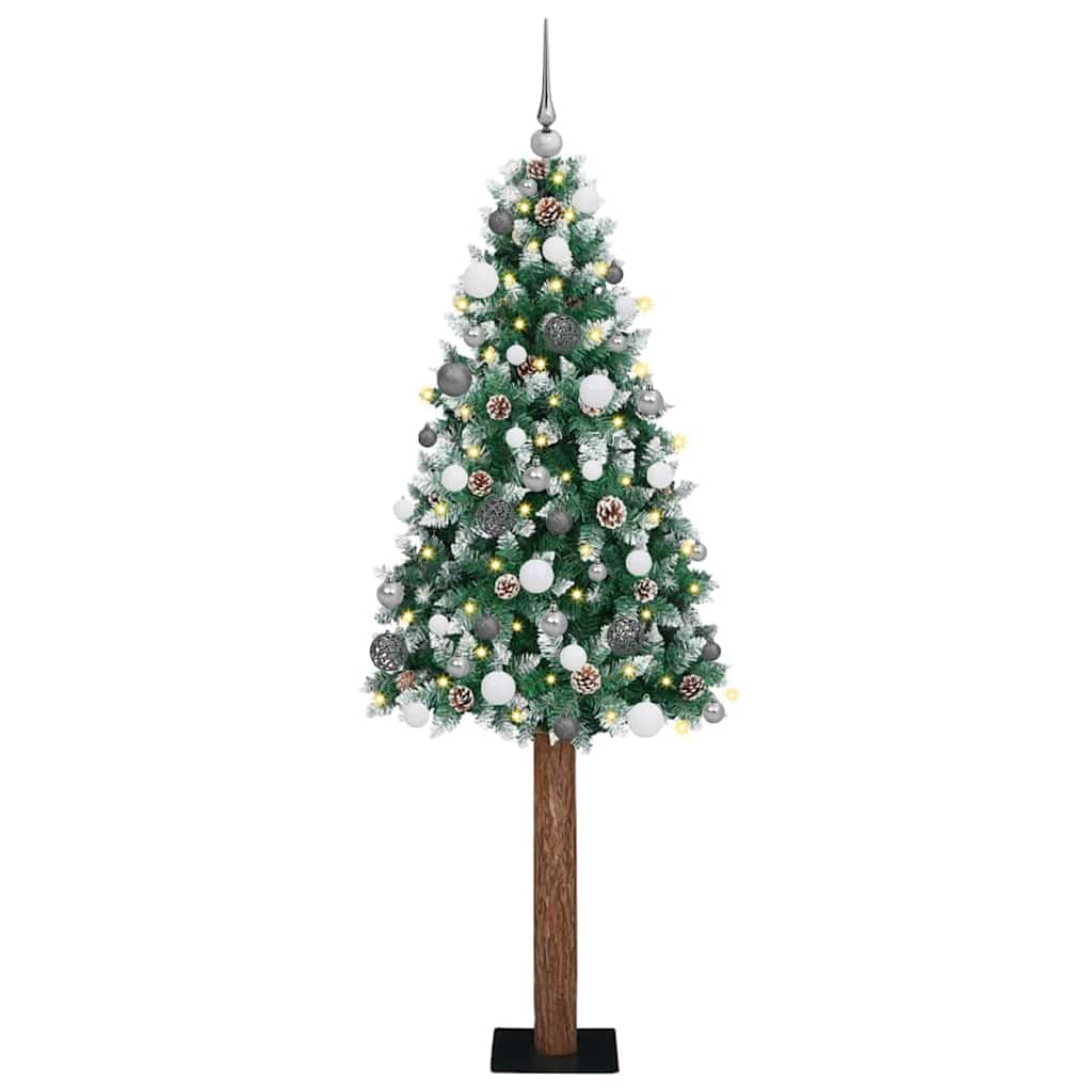 vidaXL Schlanker Weihnachtsbaum mit 300 LEDs mit Ständer Grün 180 cm