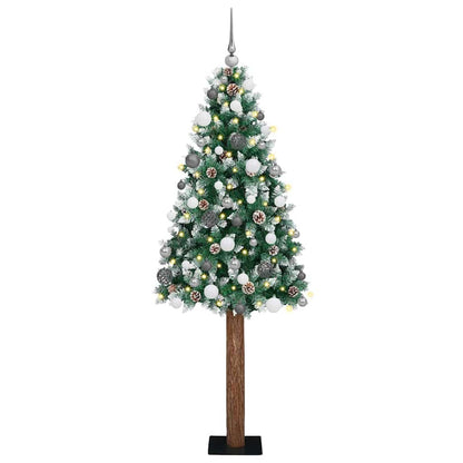 vidaXL Schlanker Weihnachtsbaum mit 300 LEDs mit Ständer Grün 180 cm