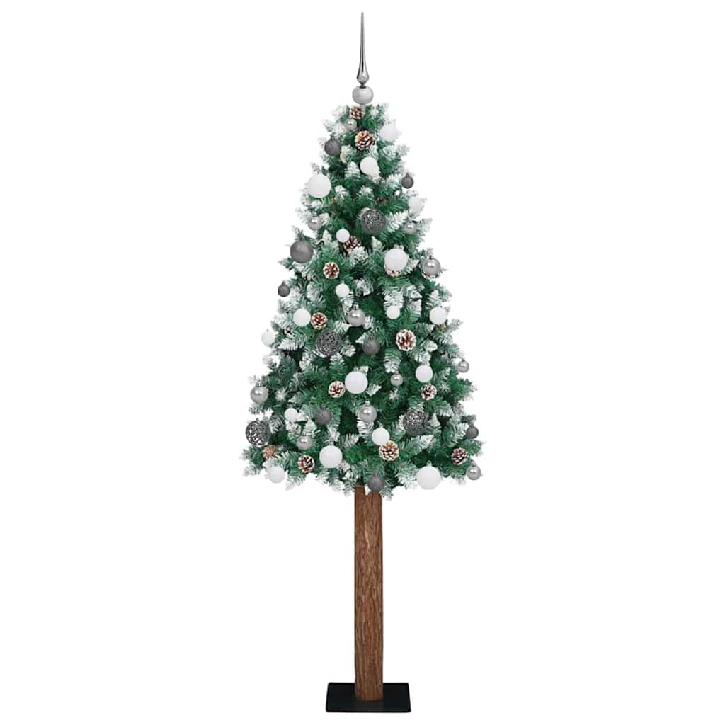 vidaXL Schlanker Weihnachtsbaum mit 300 LEDs mit Ständer Grün 180 cm