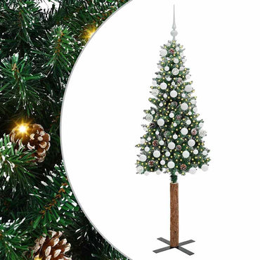 vidaXL Schlanker Weihnachtsbaum mit 300 LEDs mit Ständer Grün 180 cm