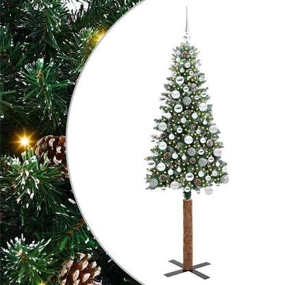 Schlanker Weihnachtsbaum mit 300 LEDs mit Ständer Grün 180 cm