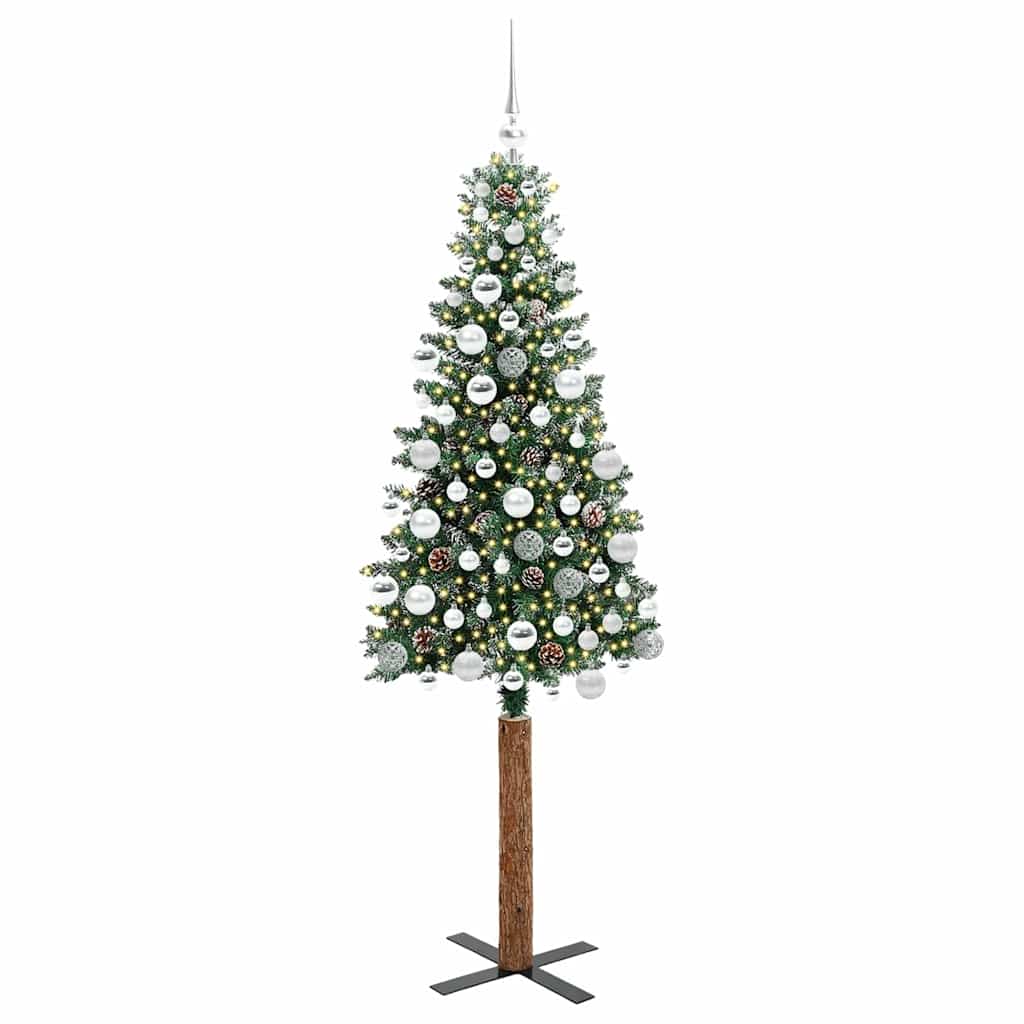Schlanker Weihnachtsbaum mit 300 LEDs mit Ständer Grün 180 cm
