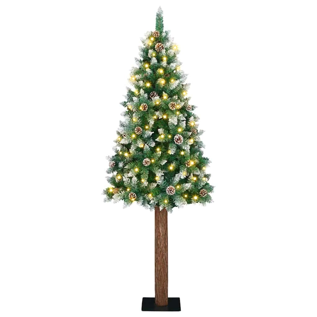 vidaXL Sapin de Noël étroit 300 LED avec support Vert 210 cm