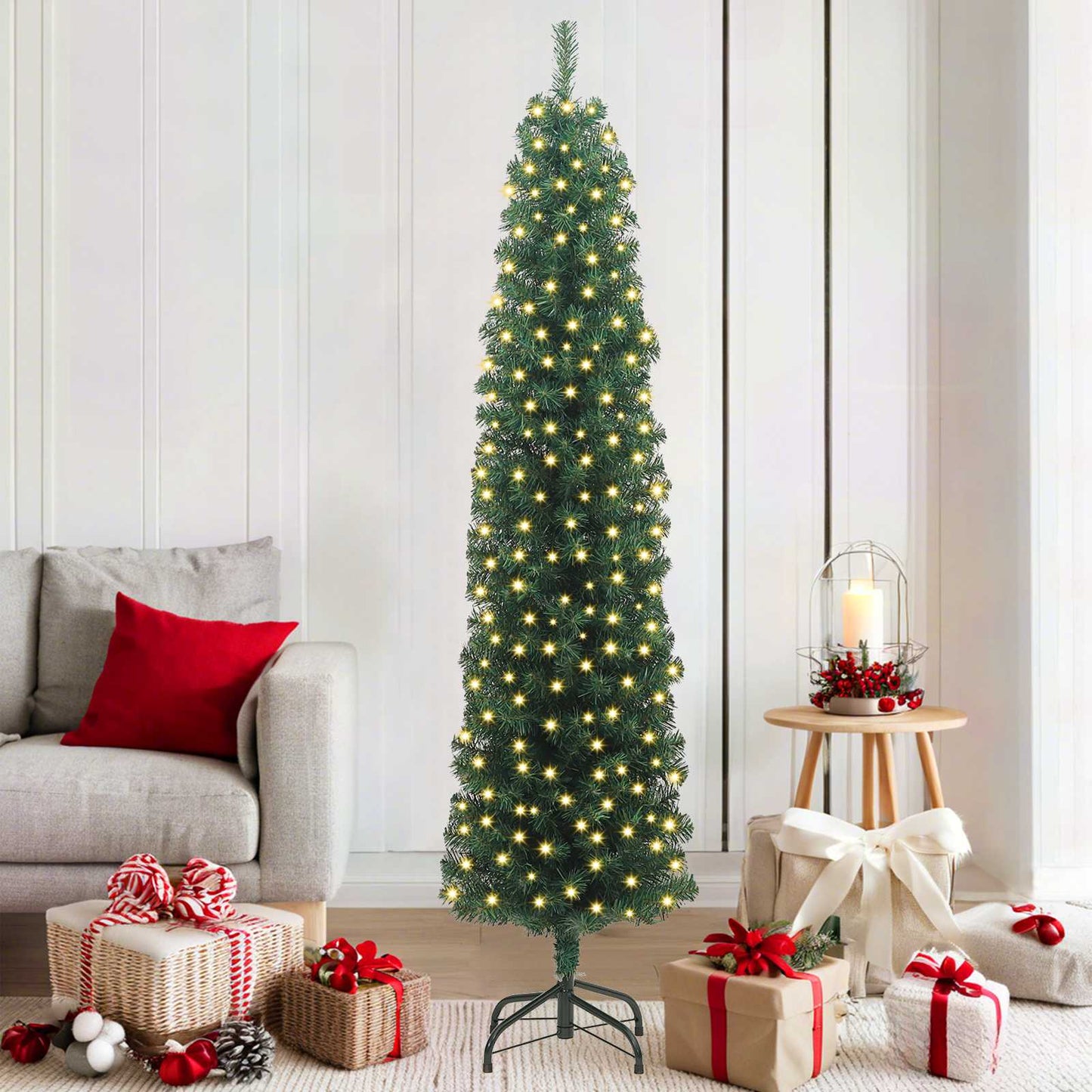 vidaXL Künstlicher Weihnachtsbaum mit 300 LEDs mit Ständer Grün 180 cm