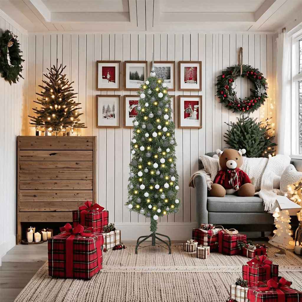 vidaXL Künstlicher Weihnachtsbaum mit 300 LEDs mit Ständer Grün 180 cm