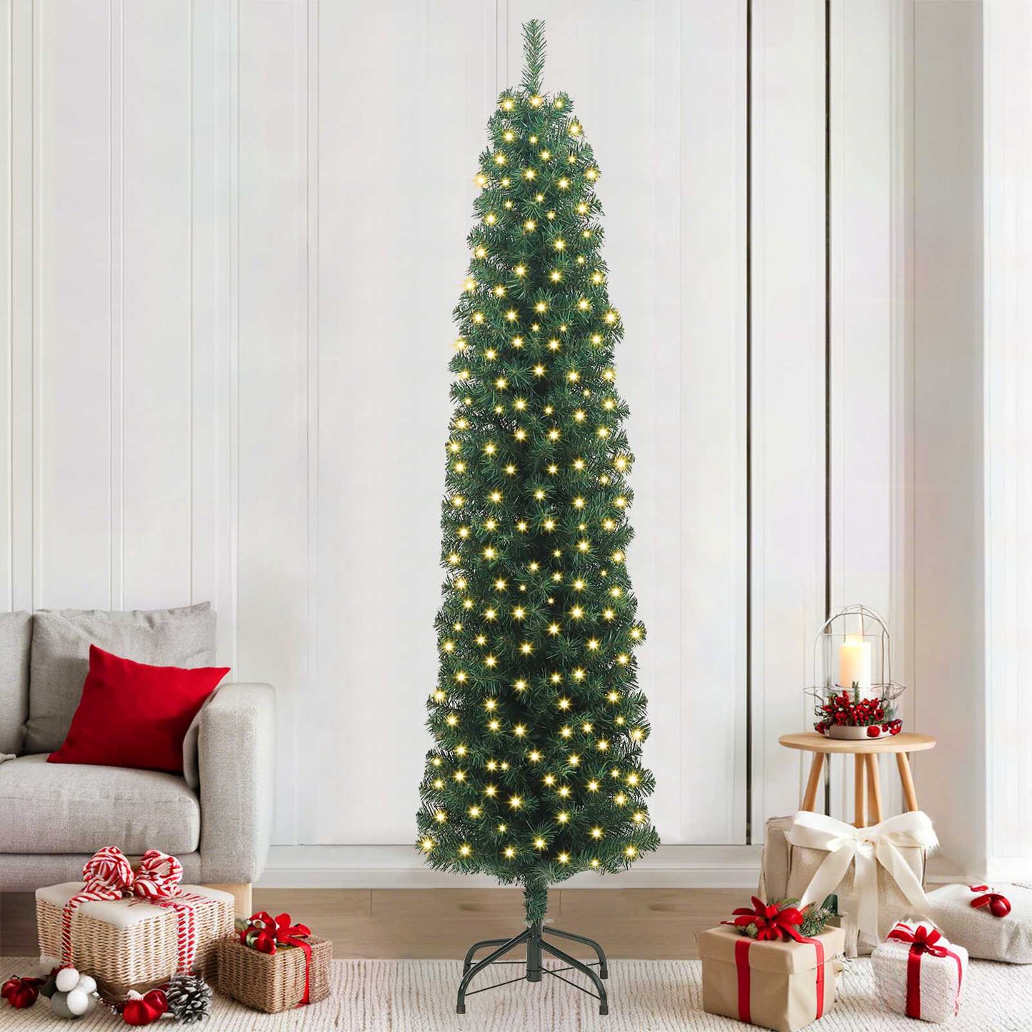 vidaXL Künstlicher Weihnachtsbaum mit 300 LEDs mit Ständer Grün 210 cm