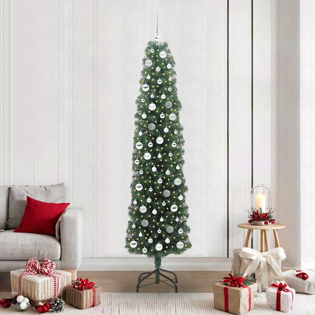 vidaXL Künstlicher Weihnachtsbaum mit 300 LEDs mit Ständer Grün 210 cm