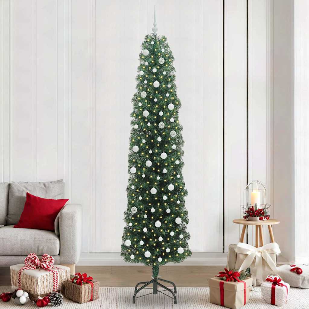 vidaXL Sapin de Noël artificiel avec 300 LED et support Vert 240 cm