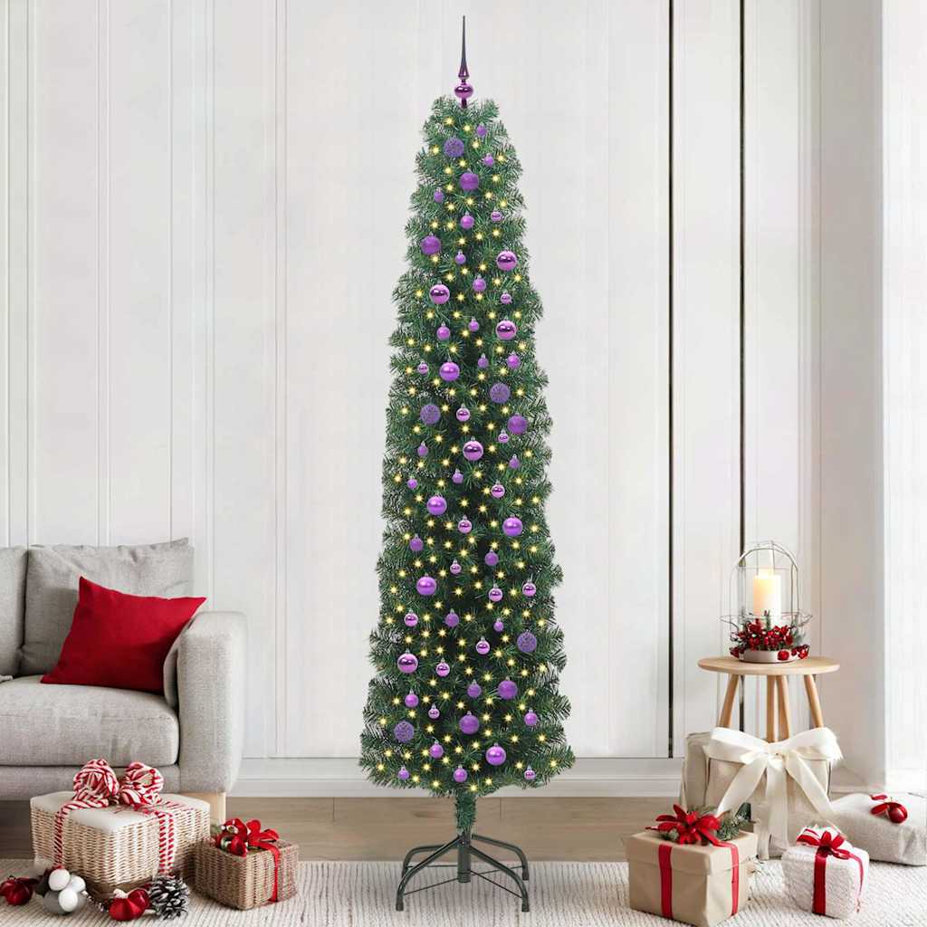 vidaXL Sapin de Noël artificiel avec 300 LED et support Vert 240 cm