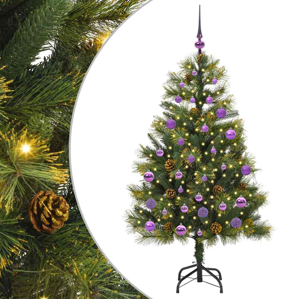vidaXL Künstlicher klappbarer Weihnachtsbaum mit Tannenzapfen 150 cm