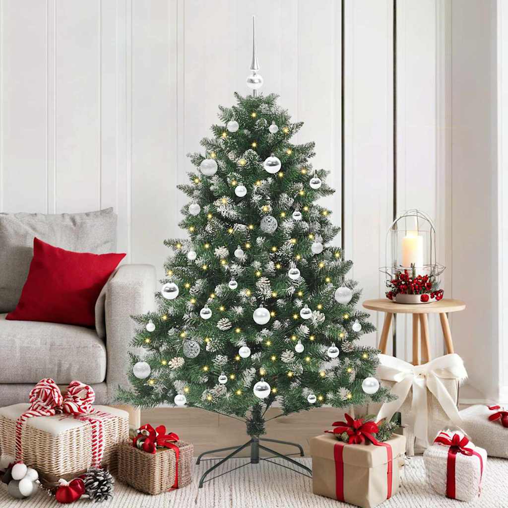 vidaXL Sapin de Noël artificiel avec 150 LED et support Vert 150 cm