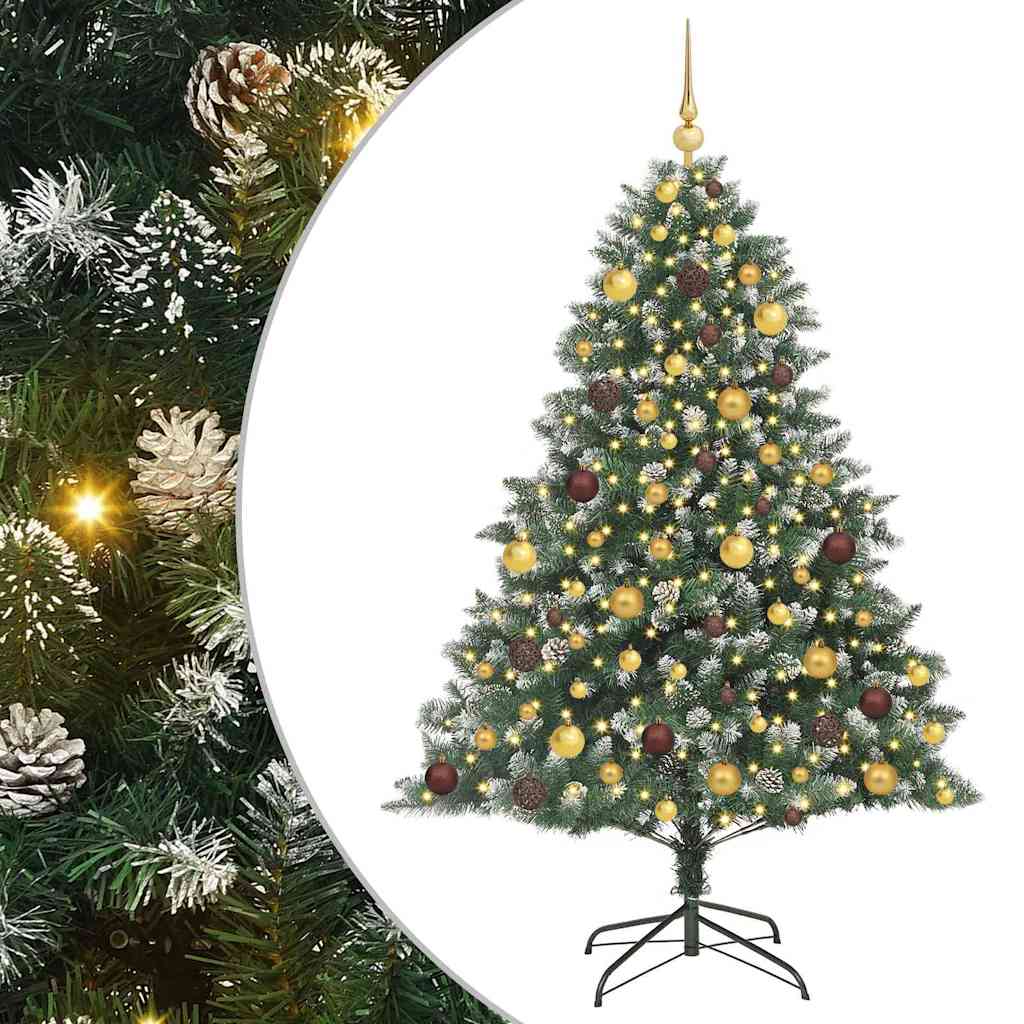 vidaXL Sapin de Noël artificiel avec 300 LED et support Vert 180 cm