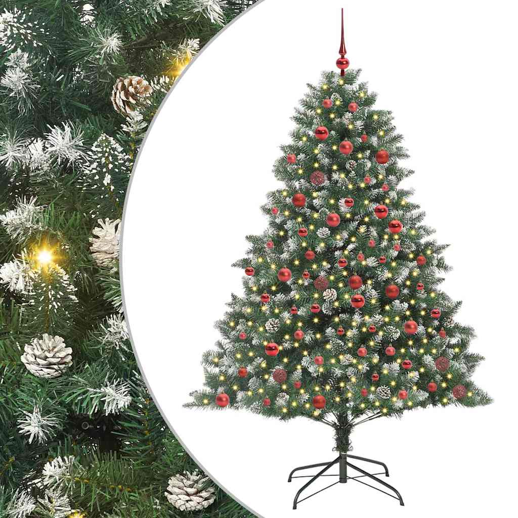 vidaXL Sapin de Noël artificiel avec 300 LED et support Vert 180 cm