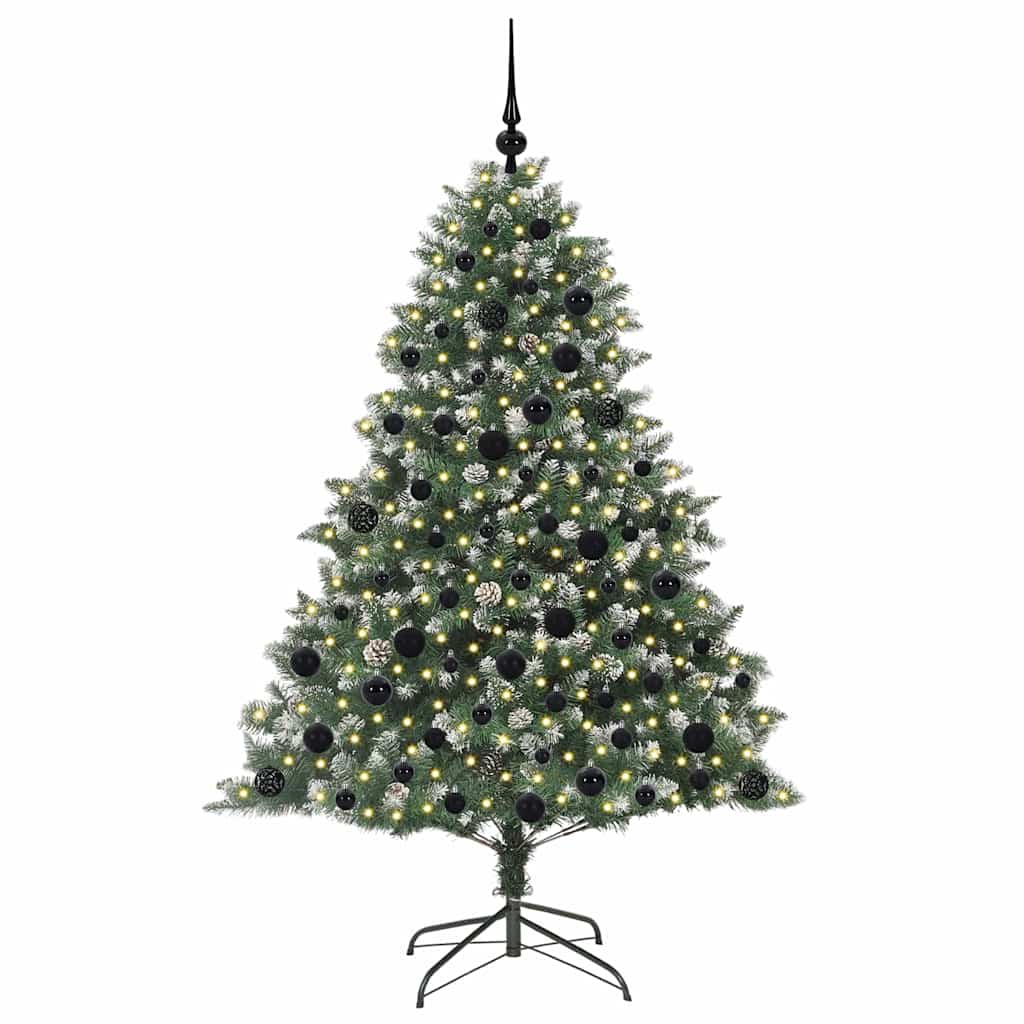 vidaXL Sapin de Noël artificiel avec 300 LED et support Vert 180 cm