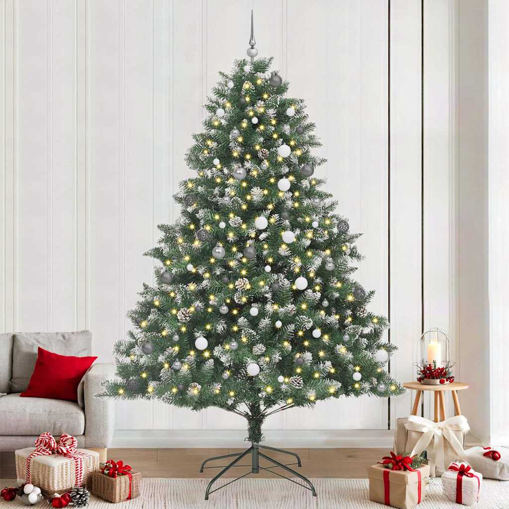 vidaXL Sapin de Noël artificiel avec 300 LED et support Vert 240 cm