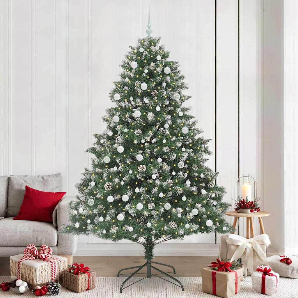 vidaXL Sapin de Noël artificiel avec 300 LED et support Vert 240 cm
