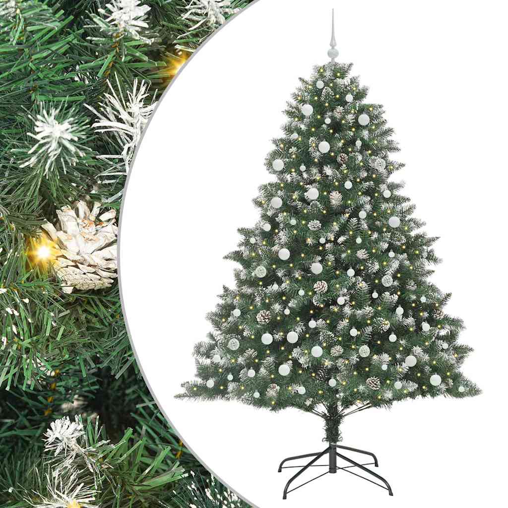 vidaXL Sapin de Noël artificiel avec 300 LED et support Vert 240 cm