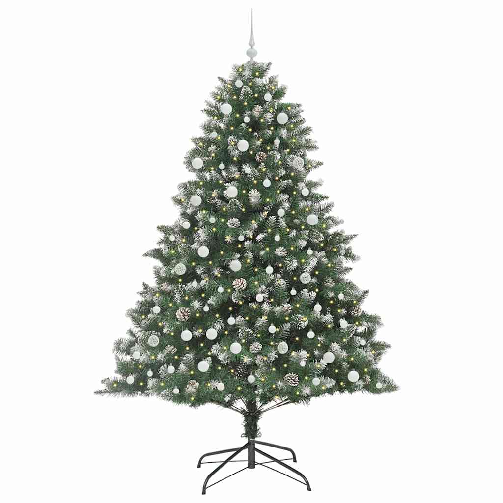 vidaXL Sapin de Noël artificiel avec 300 LED et support Vert 240 cm