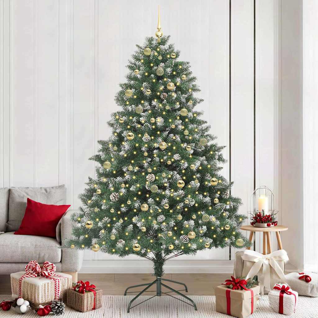 vidaXL Sapin de Noël artificiel avec 300 LED et support Vert 240 cm