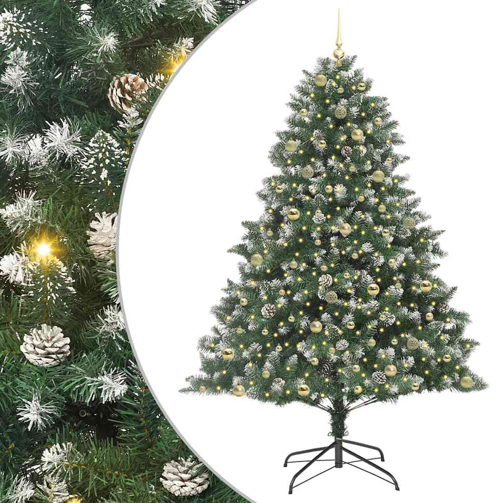 vidaXL Sapin de Noël artificiel avec 300 LED et support Vert 240 cm