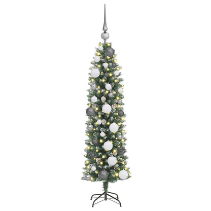 vidaXL Künstlicher schlanker Weihnachtsbaum Grün und Weiß 120 cm