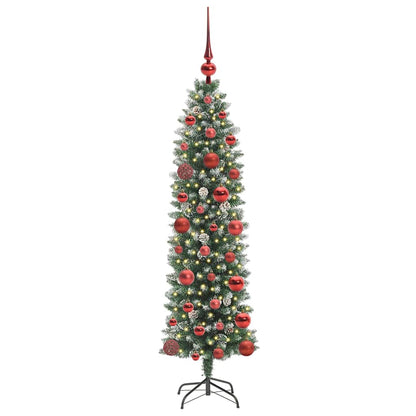 Künstlicher schlanker Weihnachtsbaum Grün und Weiß 120 cm