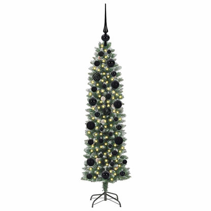 Künstlicher schlanker Weihnachtsbaum Grün und Weiß 120 cm