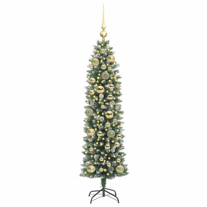 vidaXL Künstlicher schlanker Weihnachtsbaum Grün und Weiß 120 cm