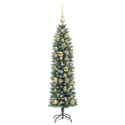vidaXL Künstlicher schlanker Weihnachtsbaum Grün und Weiß 120 cm