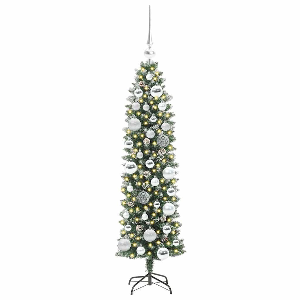 Künstlicher schlanker Weihnachtsbaum Grün und Weiß 120 cm