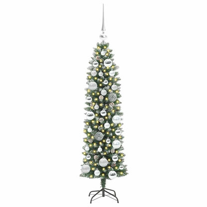 Künstlicher schlanker Weihnachtsbaum Grün und Weiß 120 cm
