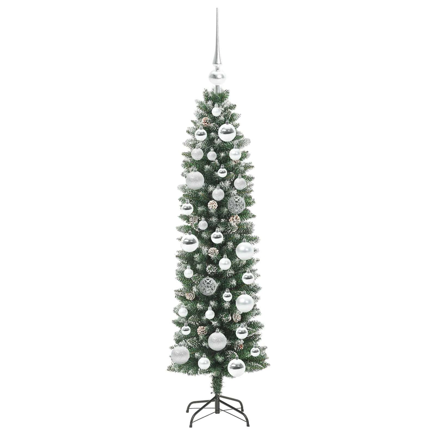 Künstlicher schlanker Weihnachtsbaum Grün und Weiß 120 cm