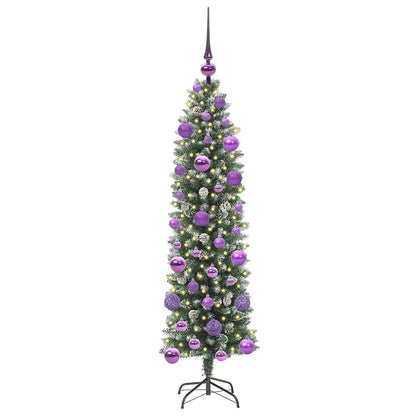 vidaXL Künstlicher schlanker Weihnachtsbaum Grün und Weiß 120 cm