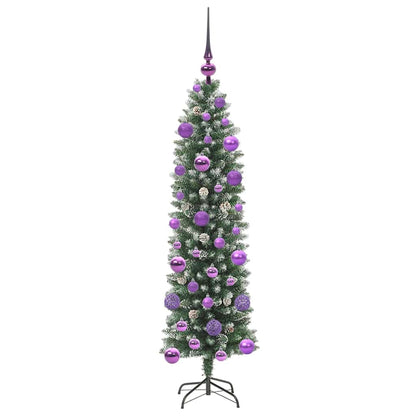 vidaXL Künstlicher schlanker Weihnachtsbaum Grün und Weiß 120 cm