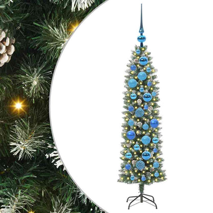 vidaXL Künstlicher schlanker Weihnachtsbaum Grün und Weiß 120 cm