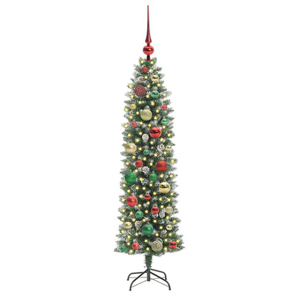 Künstlicher schlanker Weihnachtsbaum Grün und Weiß 120 cm