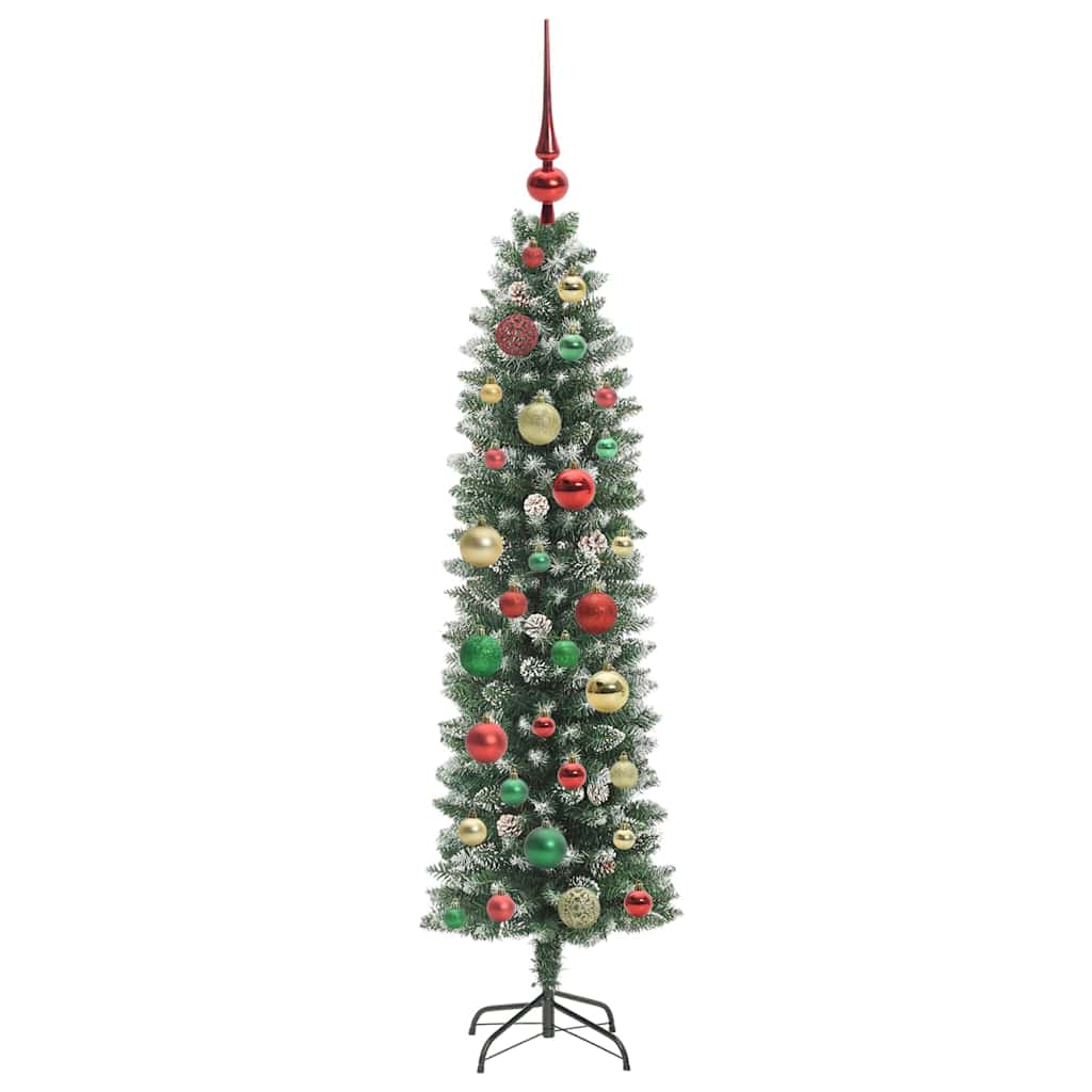 Künstlicher schlanker Weihnachtsbaum Grün und Weiß 120 cm