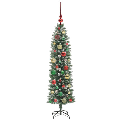 Künstlicher schlanker Weihnachtsbaum Grün und Weiß 120 cm