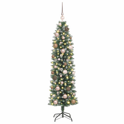 vidaXL Künstlicher schlanker Weihnachtsbaum Grün und Weiß 150 cm